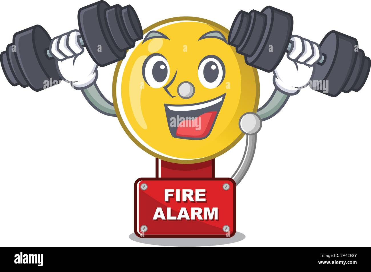 Fitness fire alarm stuck the cartoon wall Stock Vector Image & Art - Alamy