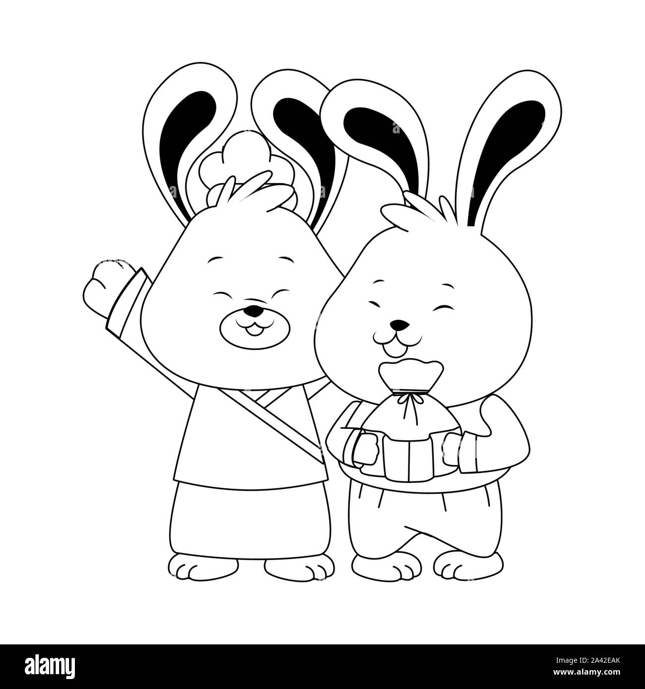 Cartoon Rabbits couple icon, flat design Stock Vector Image & Art - Alamy