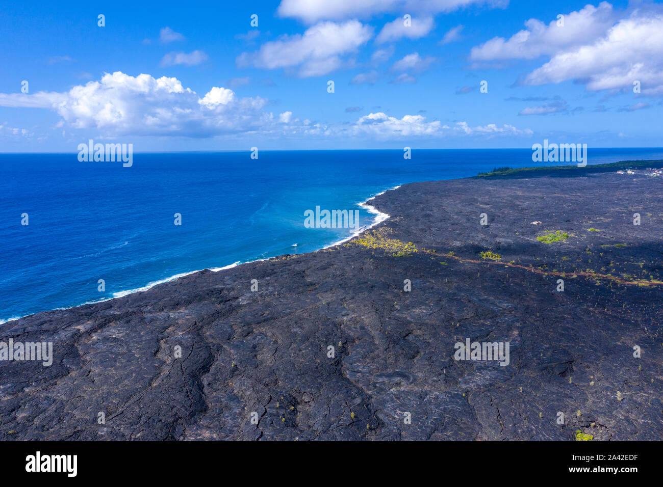 New lava flow, black sand beach, Kalapana, Kilauea Volcano, Big Island