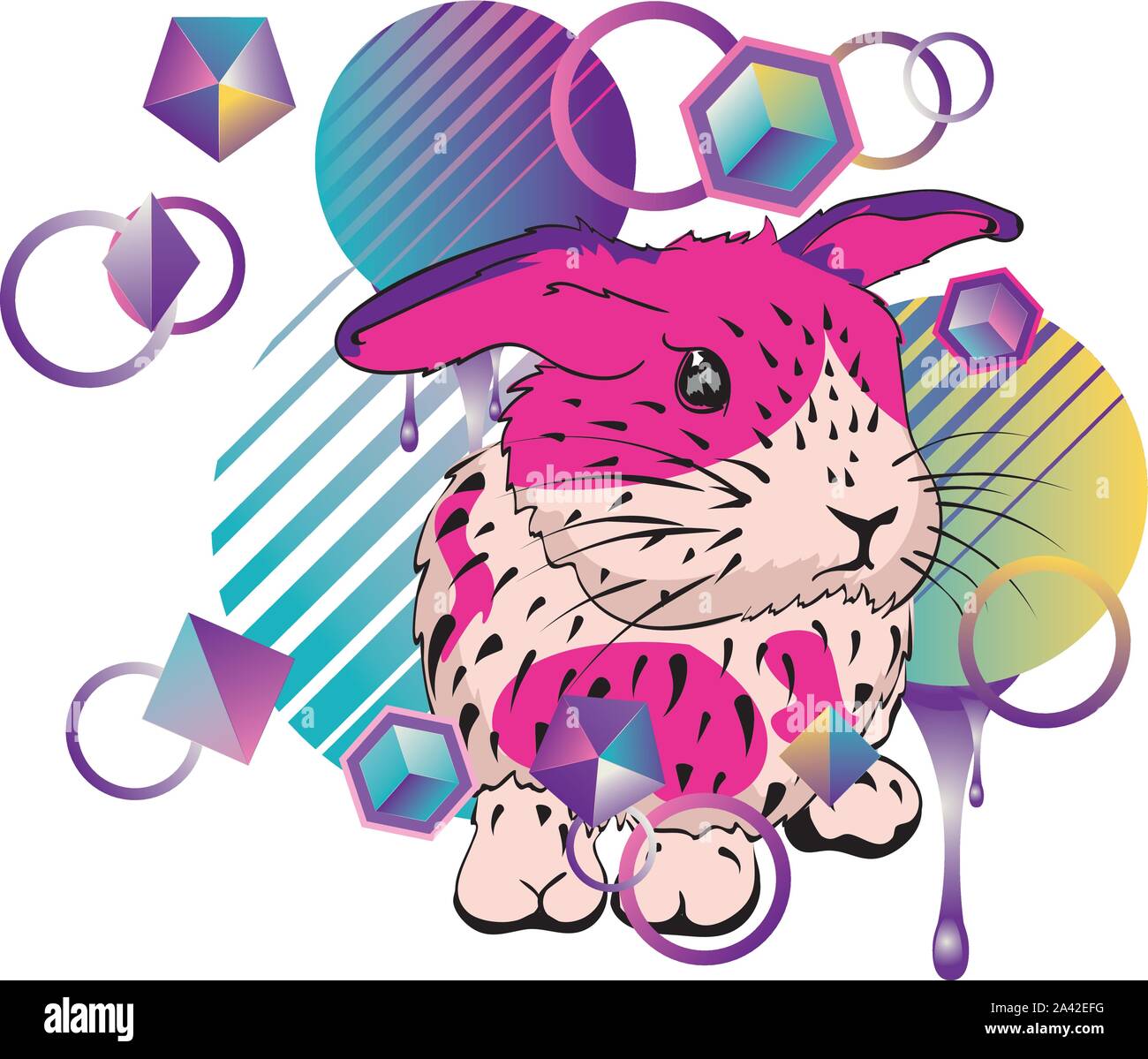 Stylized cute bunny with abstract patterns, decorative background. Stock Vector