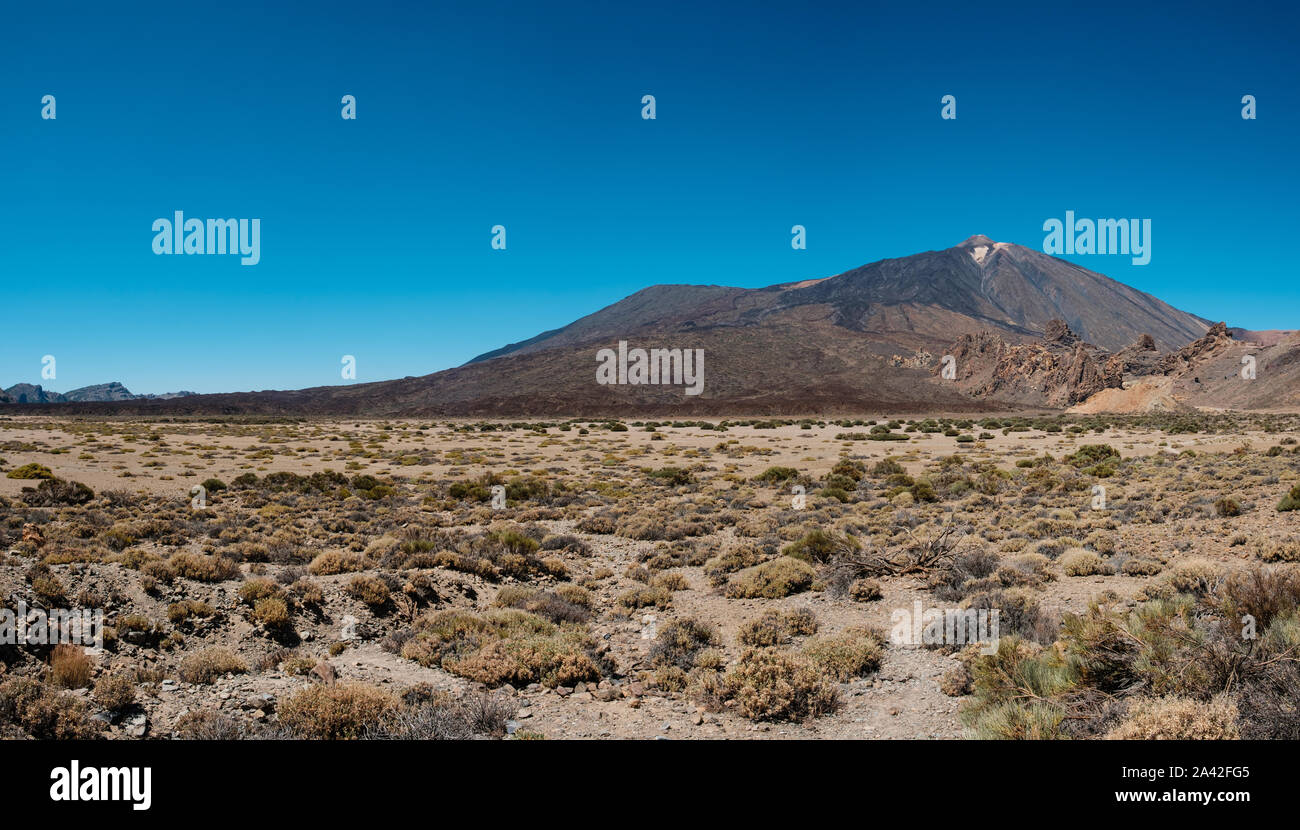 desert valley in mountain  landscape , Pico del Teide , Tenerife - Stock Photo