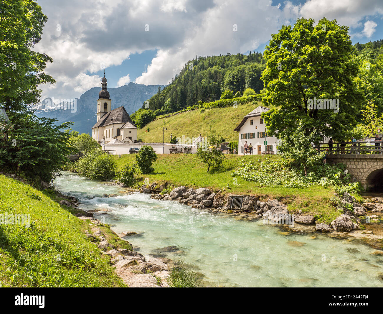 Parish church St. Sebastian in Ramsau in Germany Stock Photo