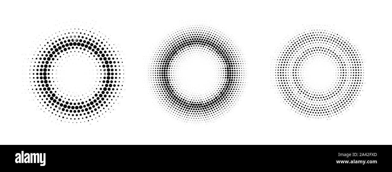 Vector halftone round frames. Abstract dotted gradient design elements ...