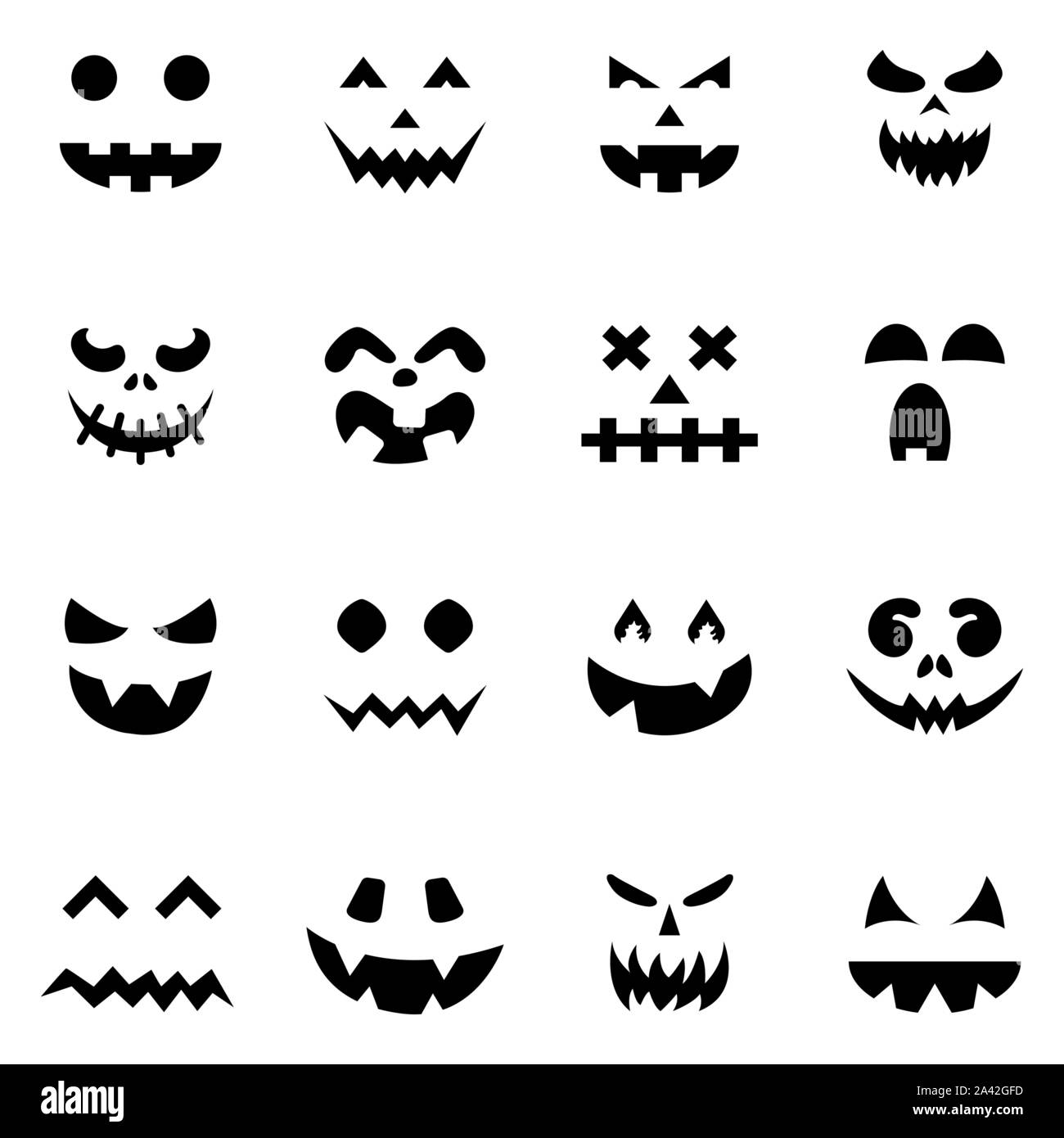 Pumpkin face silhouette icon for Halloween isolated on white background ...