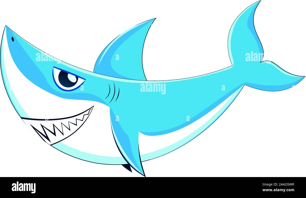 Cartoon great white shark with big teeth Stock Vector Image & Art - Alamy