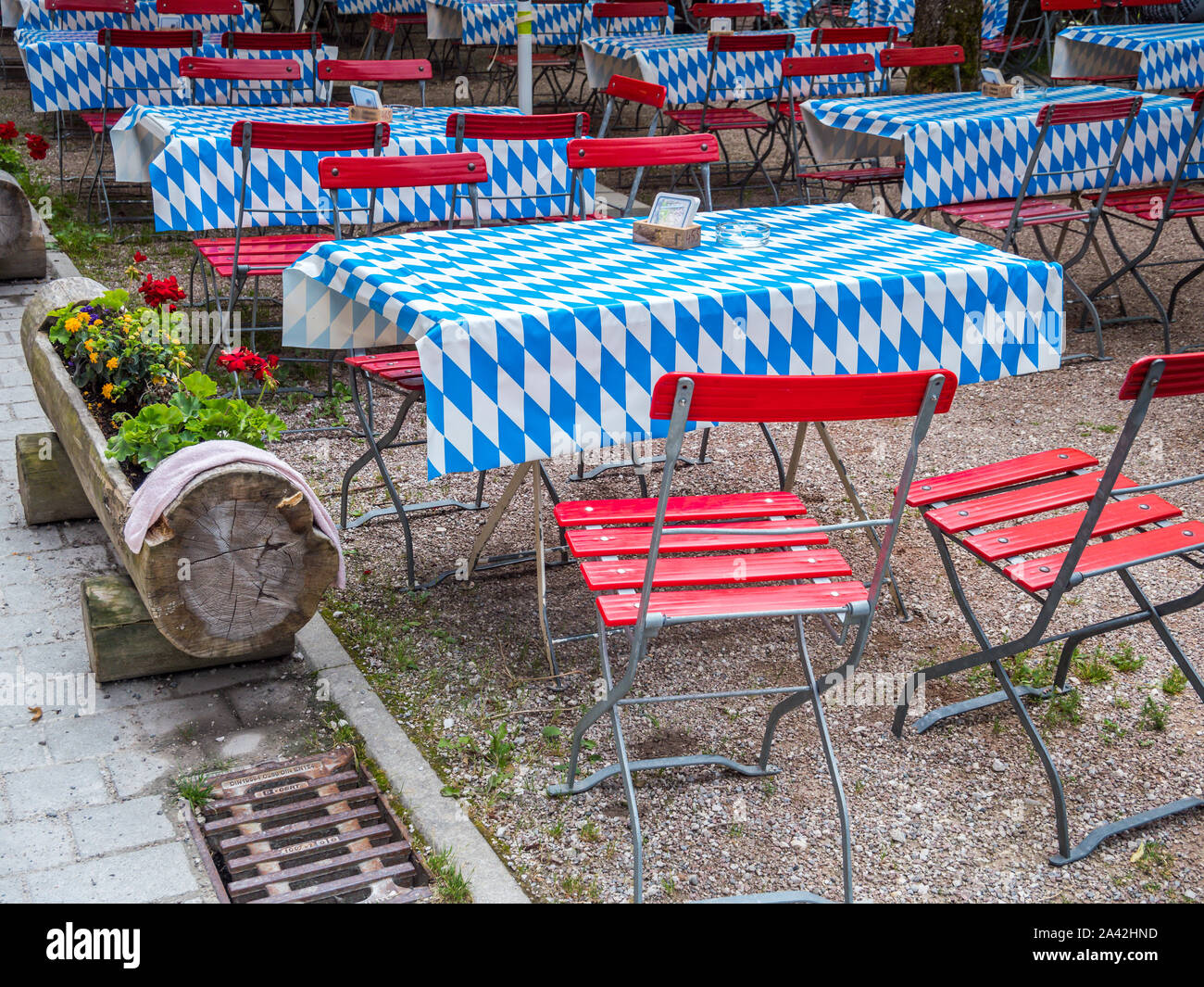 In a Bavarian beer garden Germany Stock Photo - Alamy