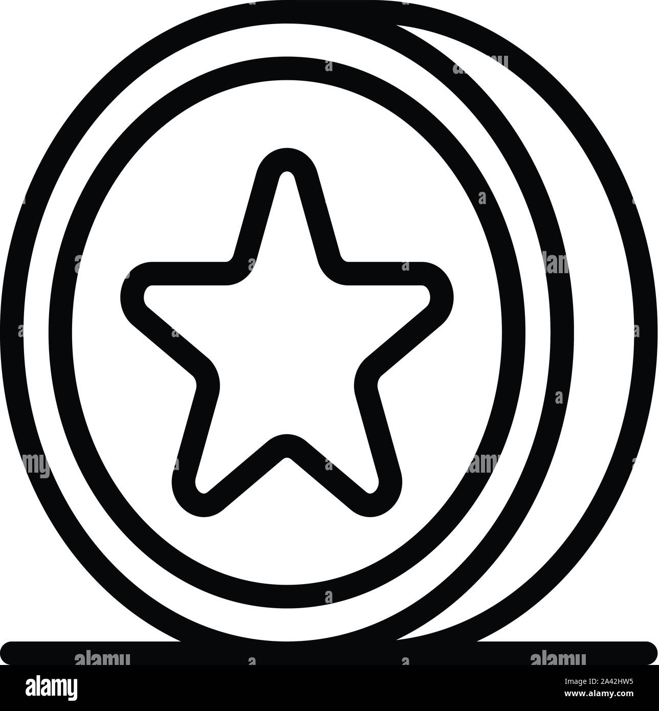 Award coin icon, outline style Stock Vector