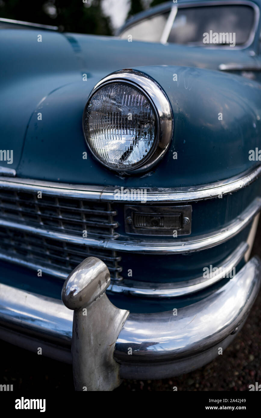 Light Blue Vintage Car Stock Photo - Alamy