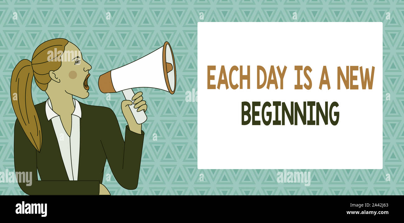 Text sign showing Each Day Is A New Beginning. Business photo ...