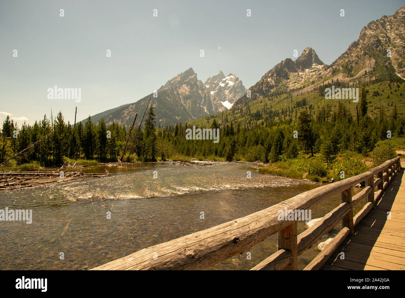 Hiking trail around Jenny Lake at the Grand Teton National Park Stock ...