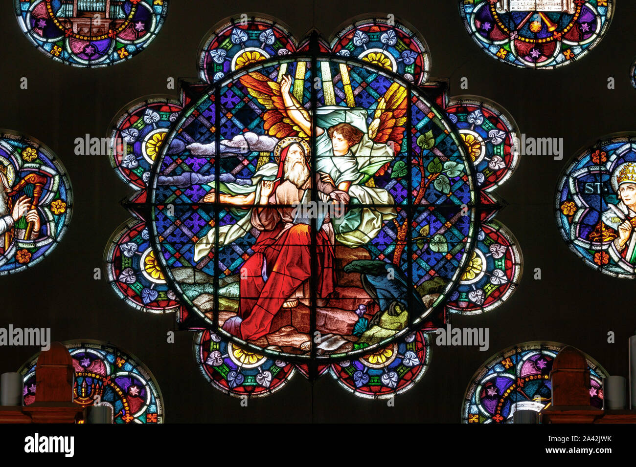 Indianapolis Circa October 2019 Stained Glass window at the Saint