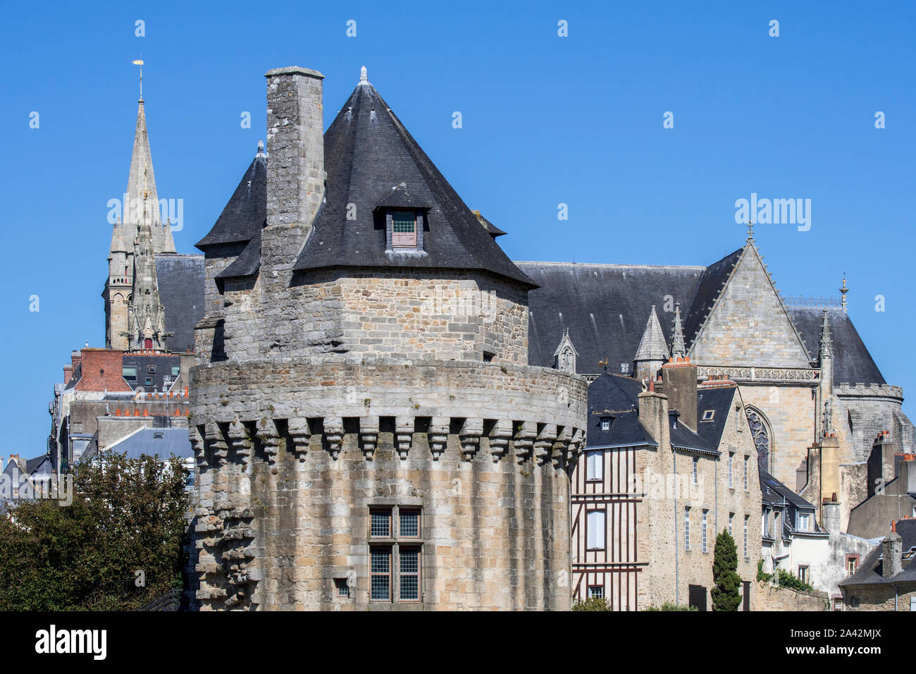 15th century Tour du Connetable in the city Vannes, Morbihan, Brittany, France Stock Photo