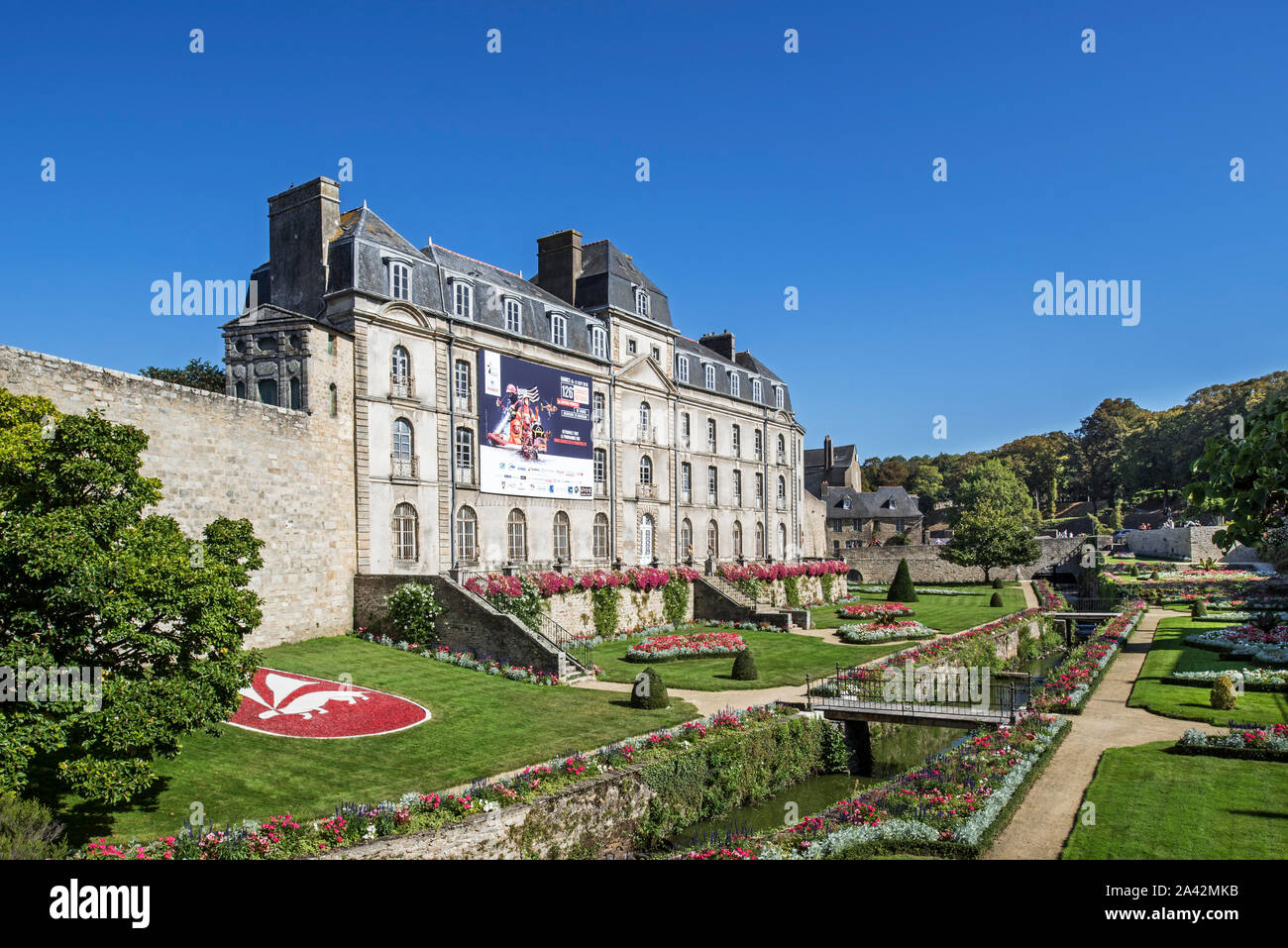 Château de l'Hermine, 1785 castle and garden in the city Vannes, Morbihan, Brittany, France Stock Photo