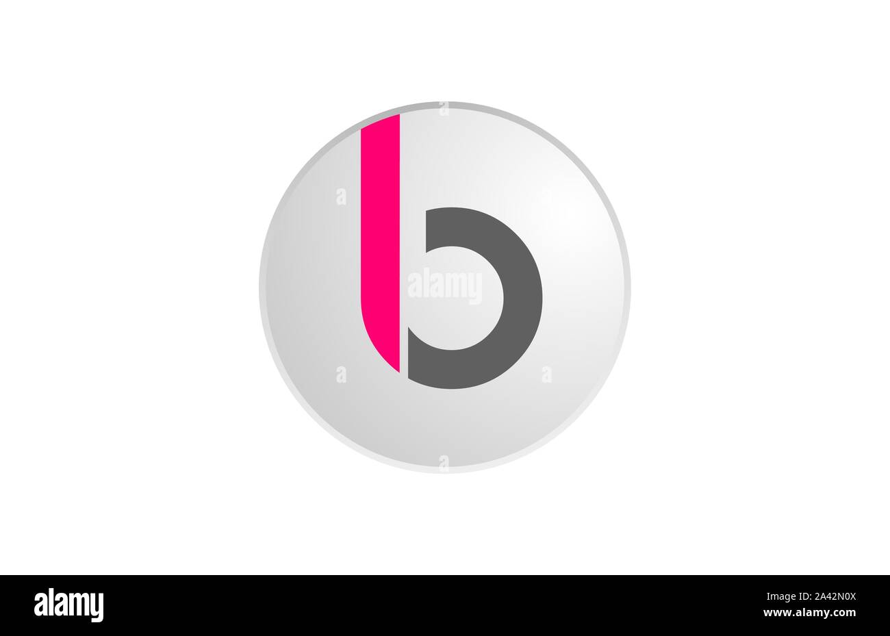 pink and grey alphabet letter b in a circle for logo icon design ...