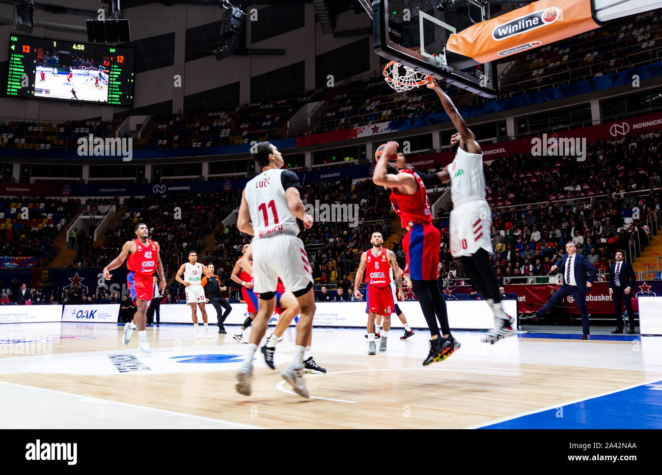 Greg Monroe, #10 of Bayern Munich in action against CSKA Moscow during the Turkish Airlines Euroleague Opening game of the 2019-2020 season.Final Score: CSKA Moscow 79 – 68 Bayern Munich. Stock Photo