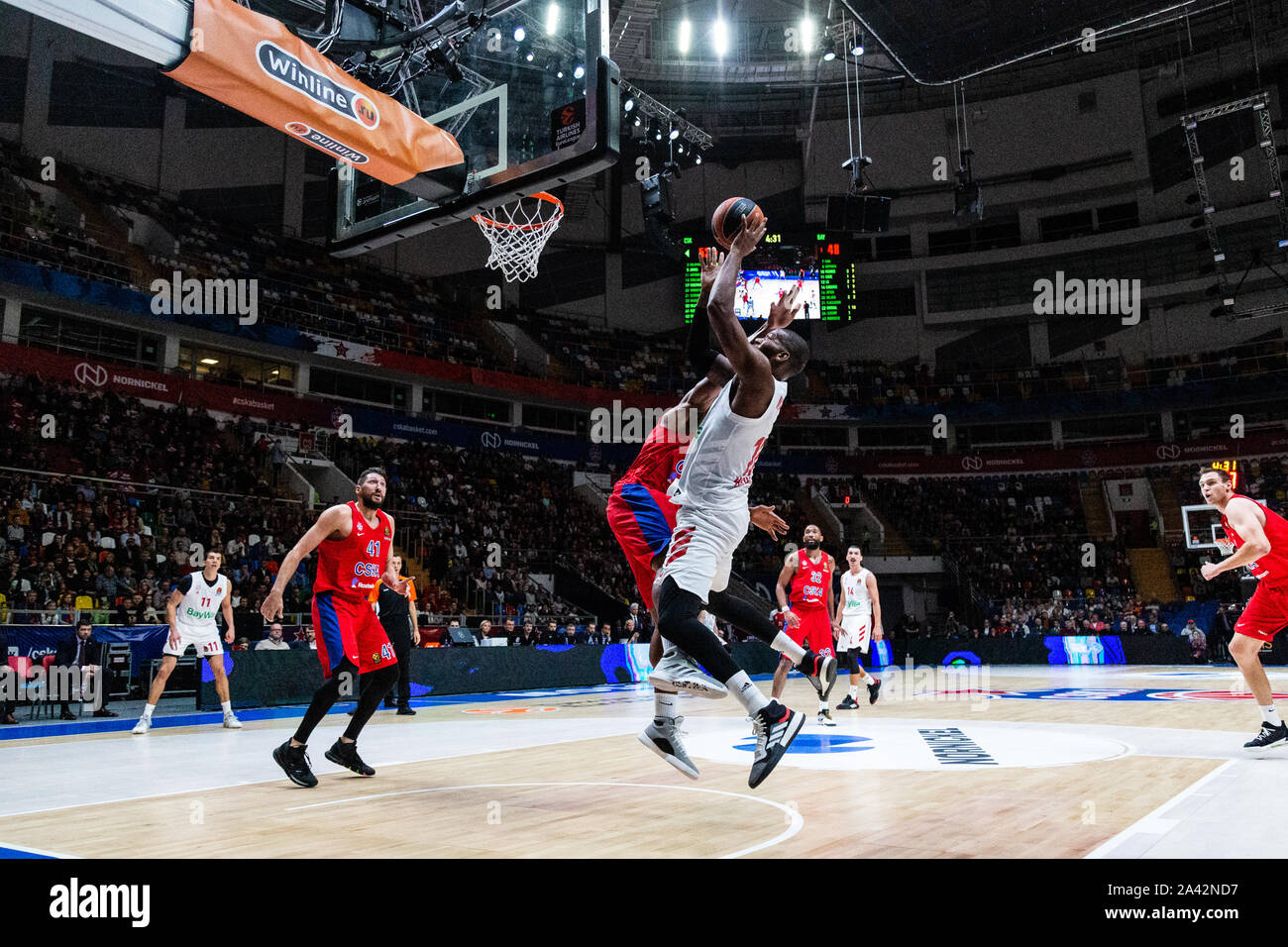 Greg Monroe, #10 of Bayern Munich in action against CSKA Moscow during the Turkish Airlines Euroleague Opening game of the 2019-2020 season.Final Score: CSKA Moscow 79 – 68 Bayern Munich. Stock Photo