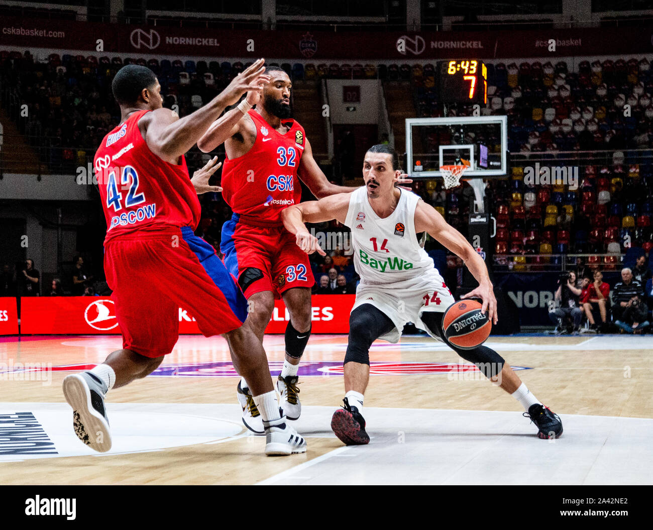 Nihad Dedovic, #14 of Bayern Munich in action against CSKA Moscow during the Turkish Airlines Euroleague Opening game of the 2019-2020 season.Final Score: CSKA Moscow 79 – 68 Bayern Munich. Stock Photo