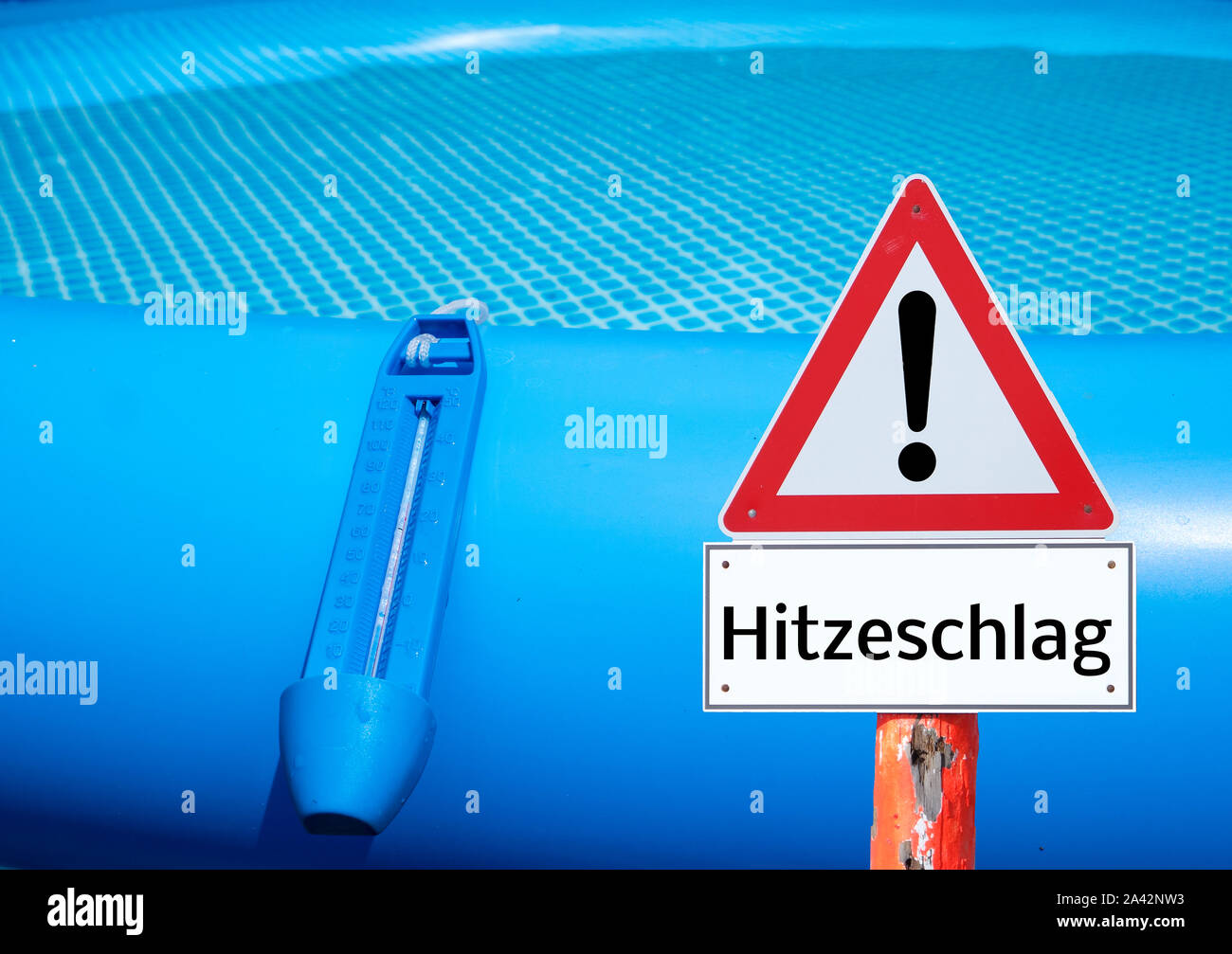 German Warning sign heat stroke symbolic Stock Photo