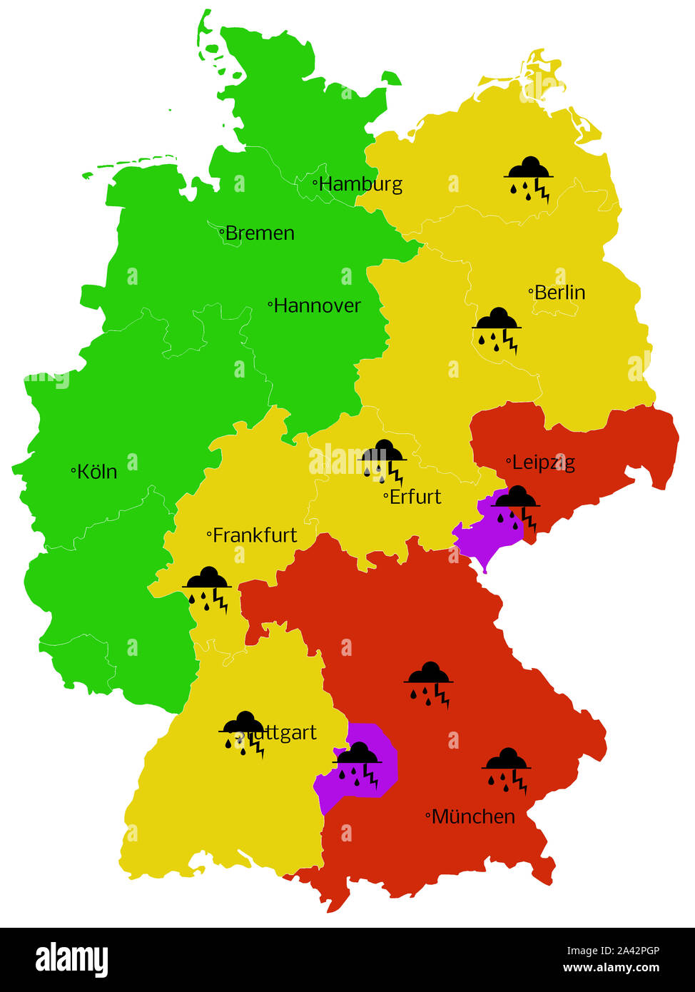 Bad weather Map of Germany Stock Photo