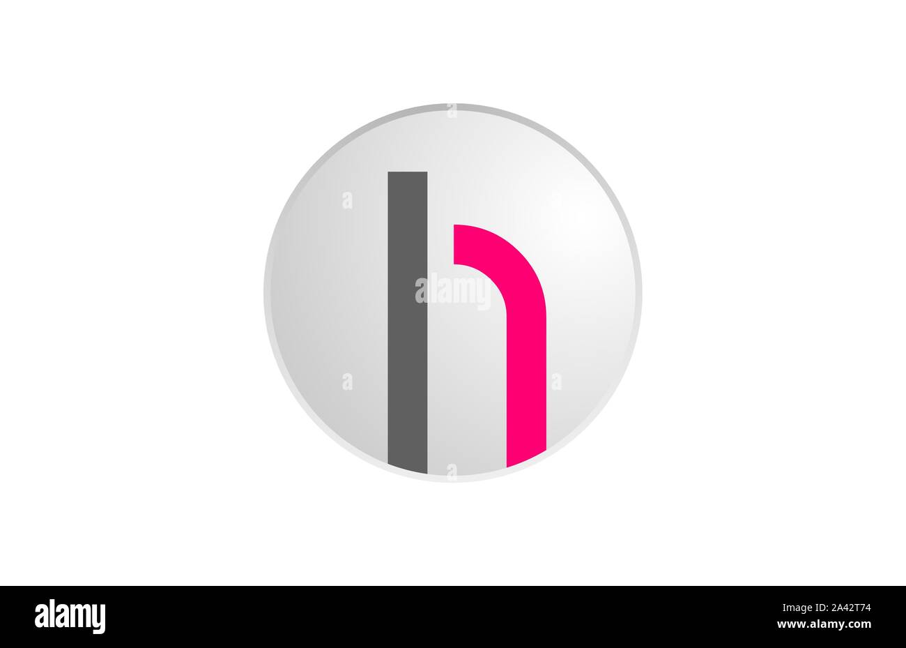 pink and grey alphabet letter h in a circle for logo icon design ...