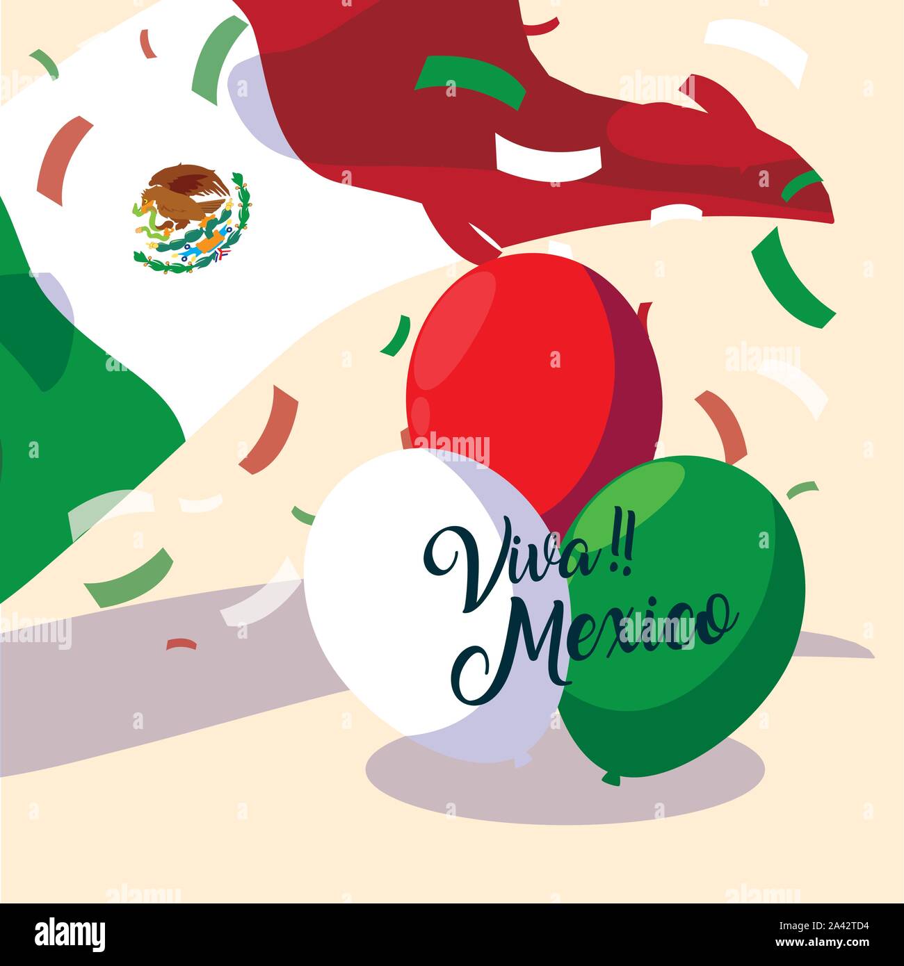 viva mexico label with Mexican flag vector illustration design Stock ...