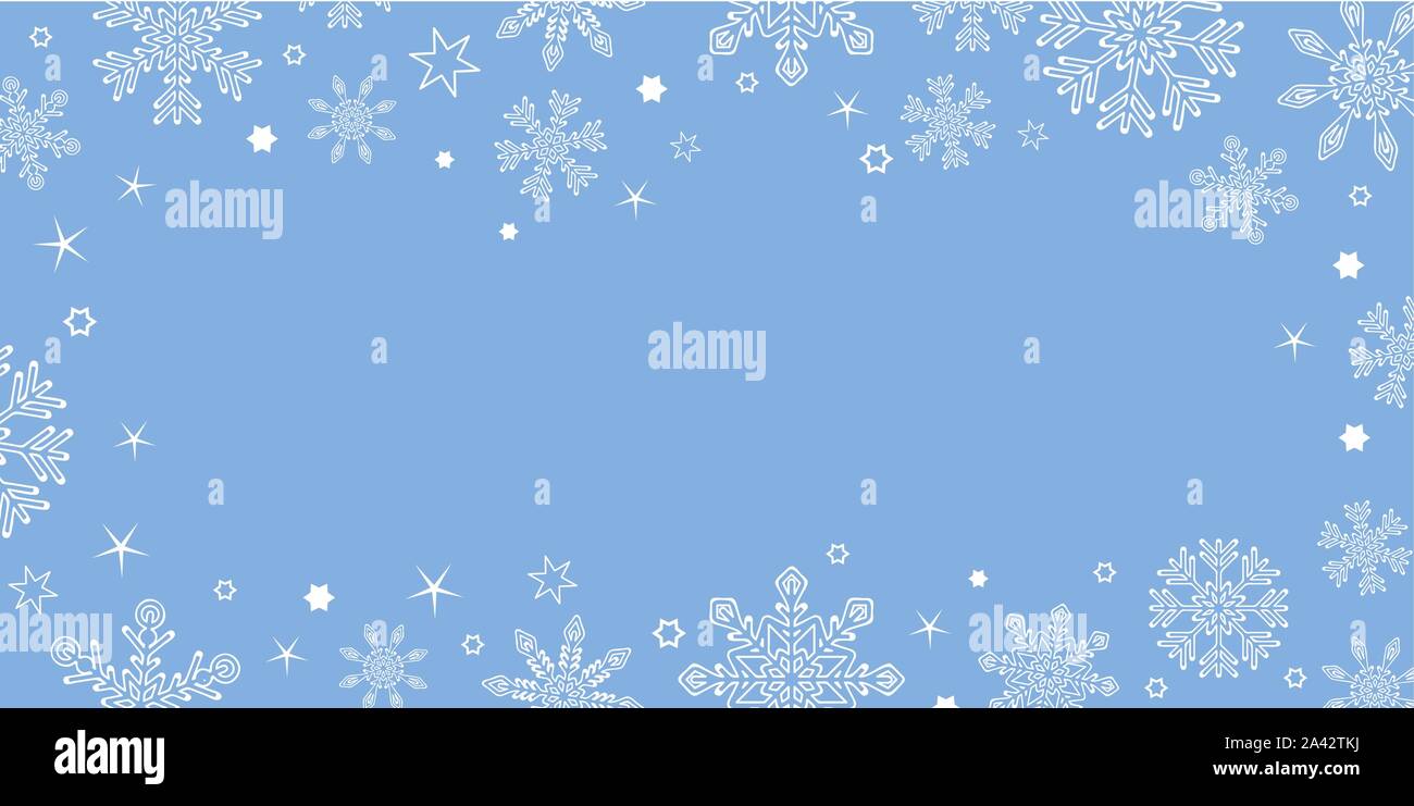 white christmas snowflake border on blue background vector illustration EPS10 Stock Vector