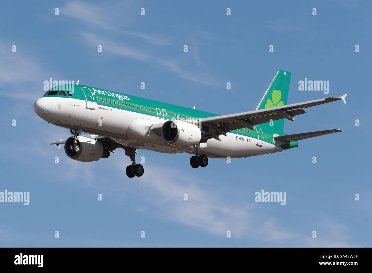 Airbus A320 - MSN 3789 - EI-GAL Airline Aer Lingus coming down to land at London Heathrow Airport in the United Kingdom Stock Photo