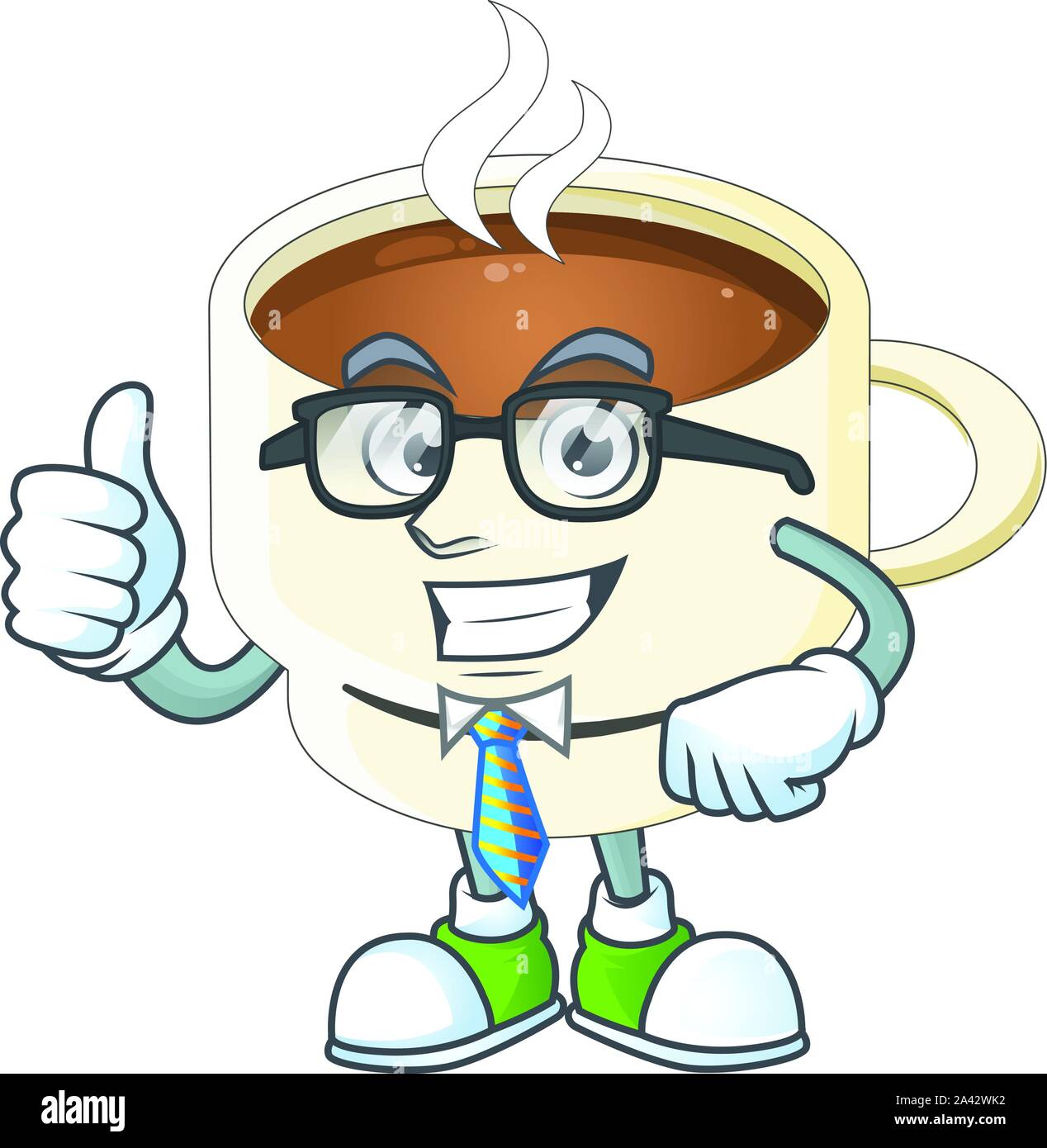 Businessman character cup coffee in cartoon mascot Stock Vector Image ...