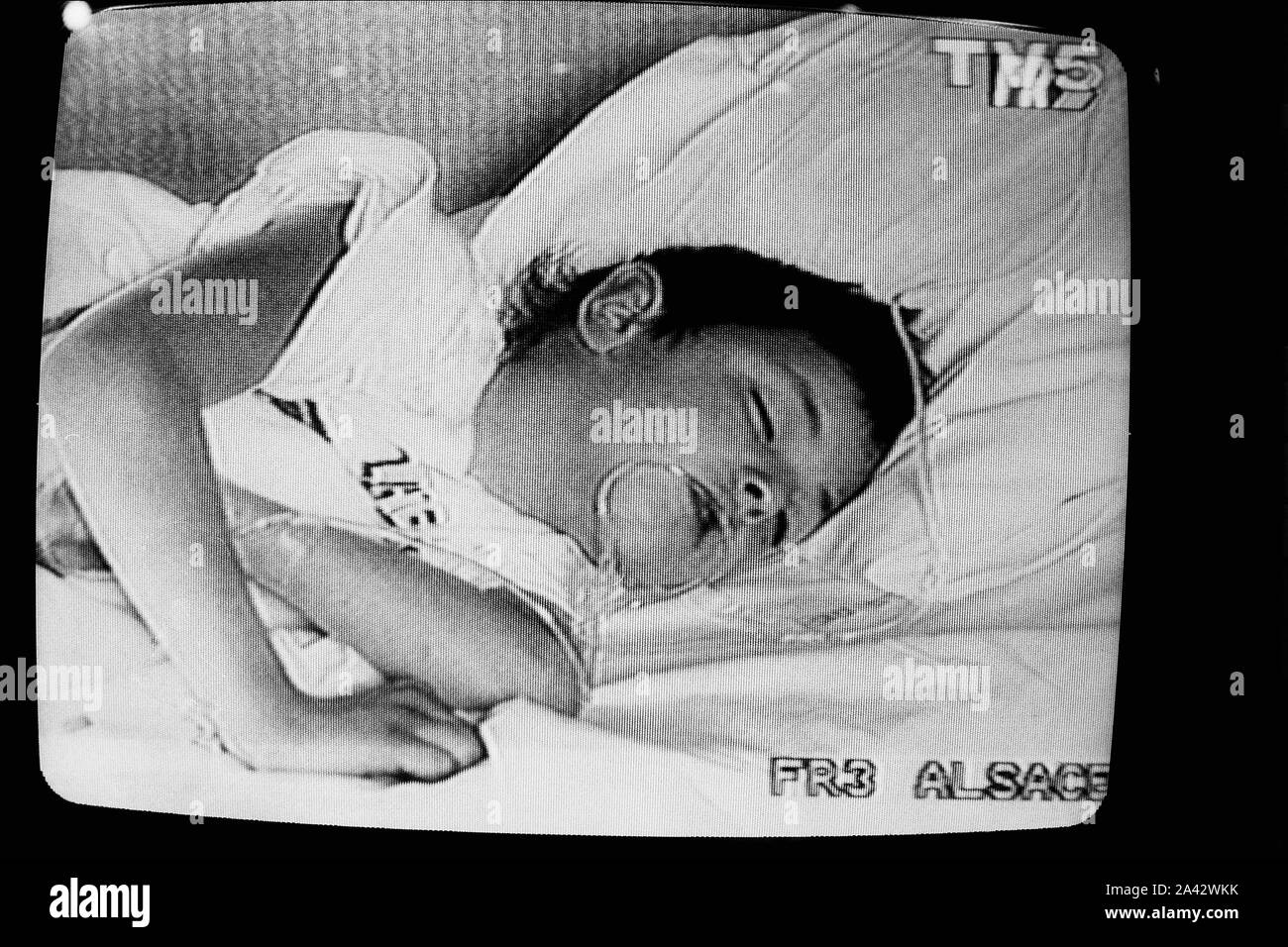 Archives 90ies TV Screen caption, SaintOdile Mount Airbus A320 crash