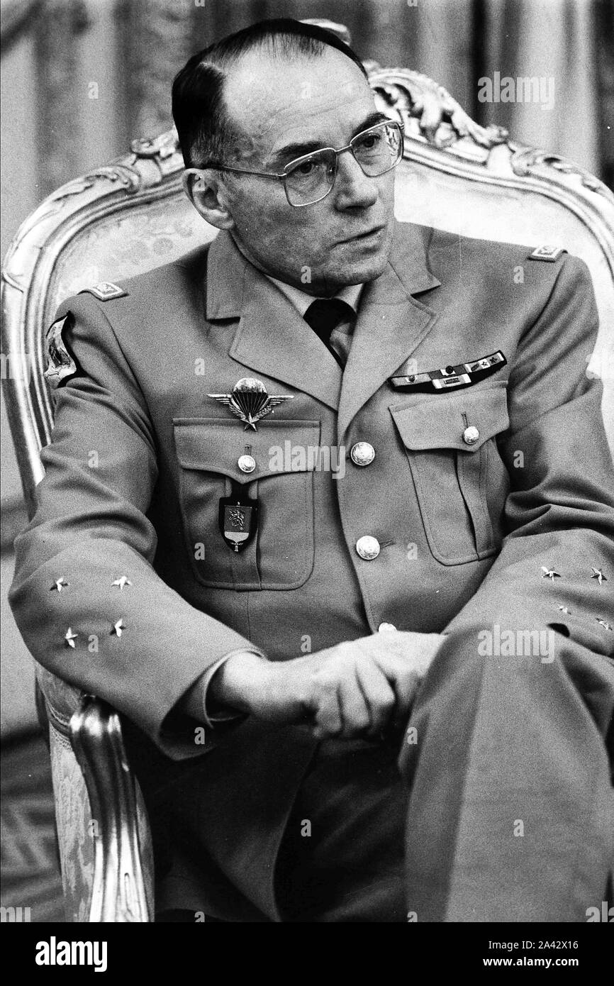 Archives 90ies: General Henri Salaun, Military Governor of Lyon, France Stock Photo