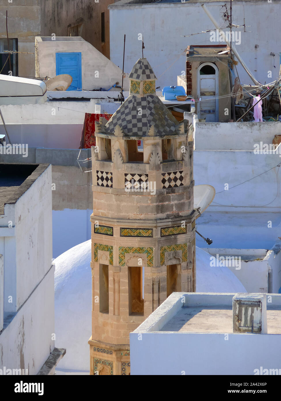 Zakkak zaouia minaret, Sousse or Soussa, Tunisia, North Africa Stock Photo