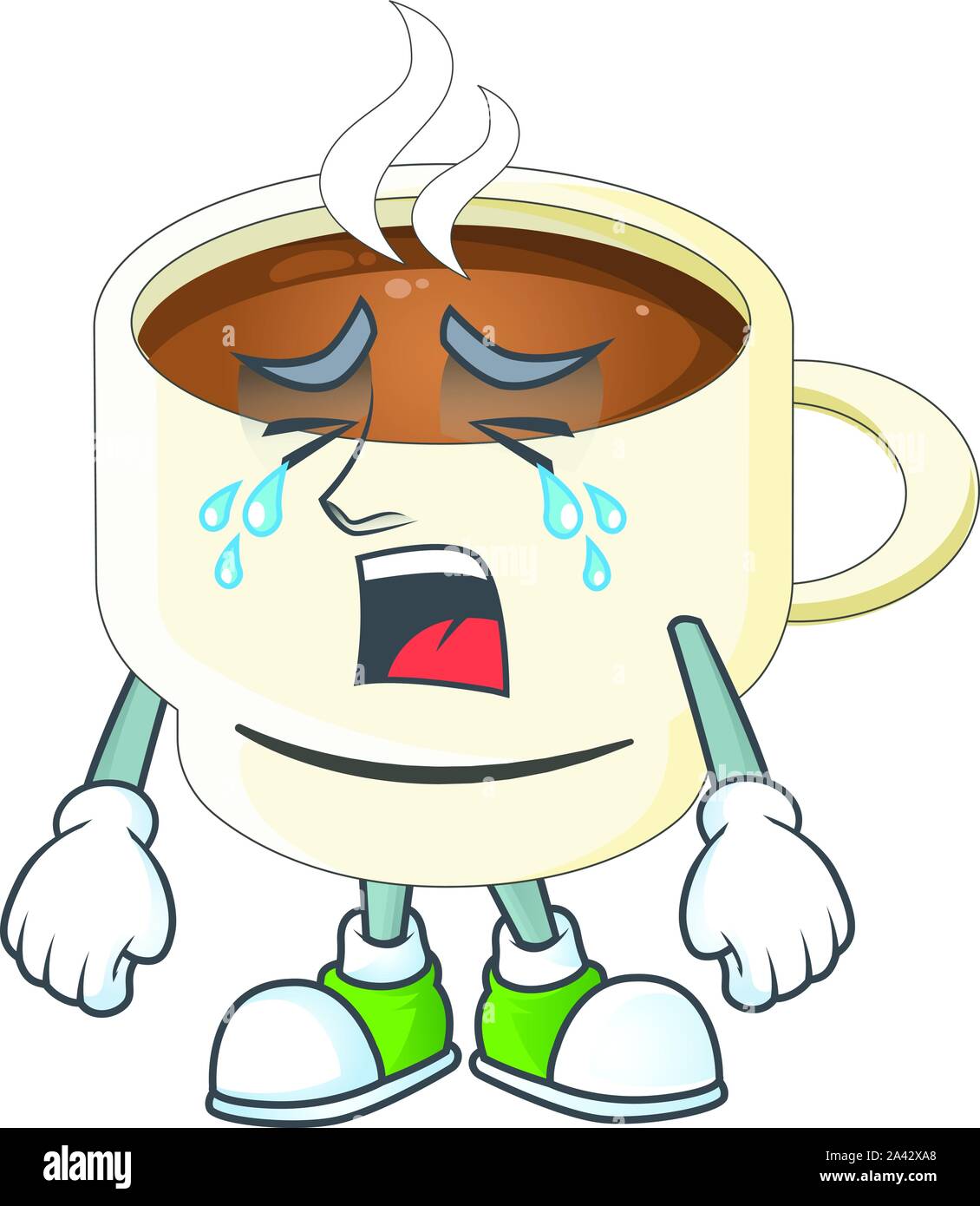 Crying cup coffee the character with mascot Stock Vector Image & Art
