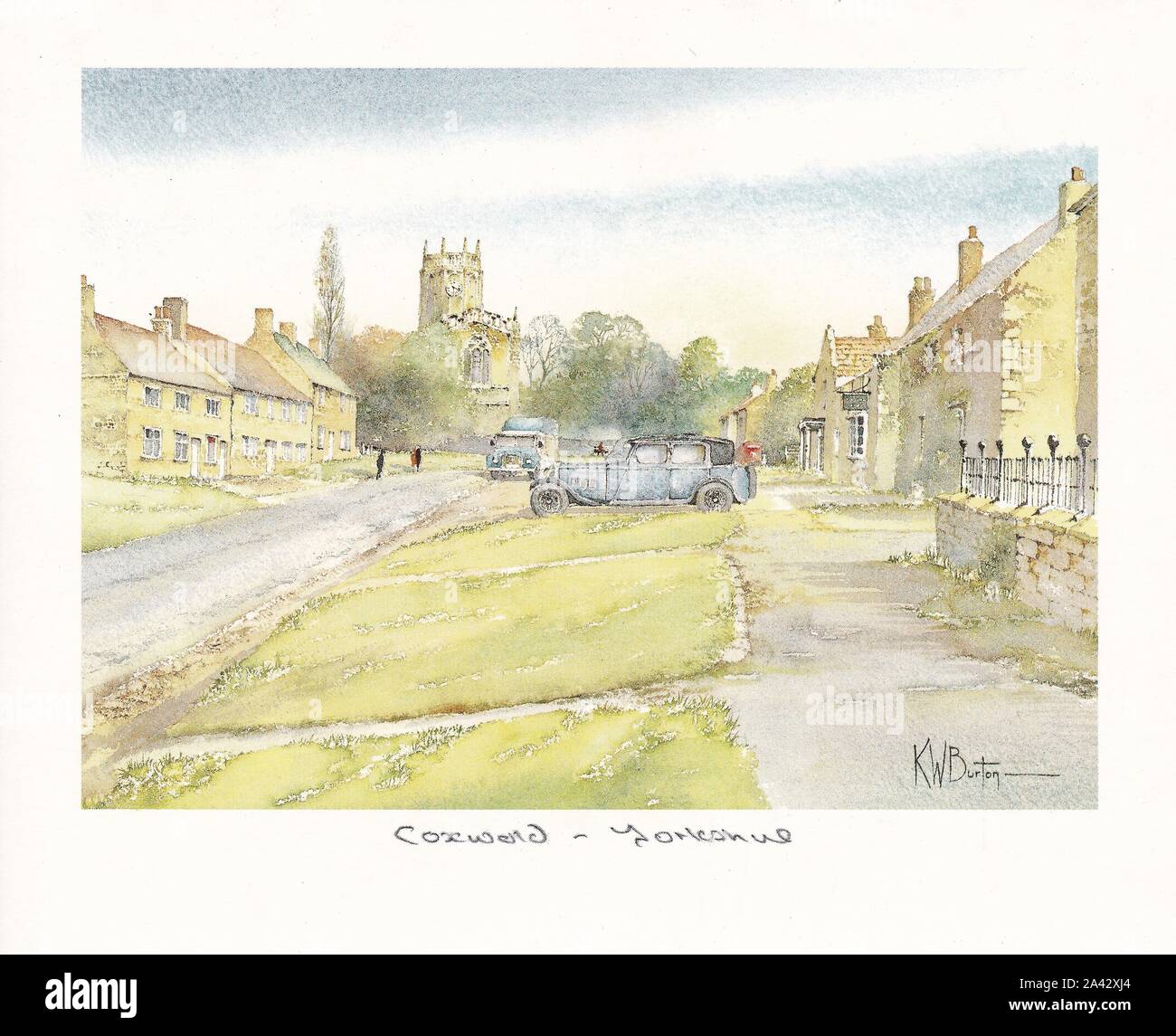 Watercolour Painting by K. W. Burton of Coxwold, Yorkshire Stock Photo -  Alamy
