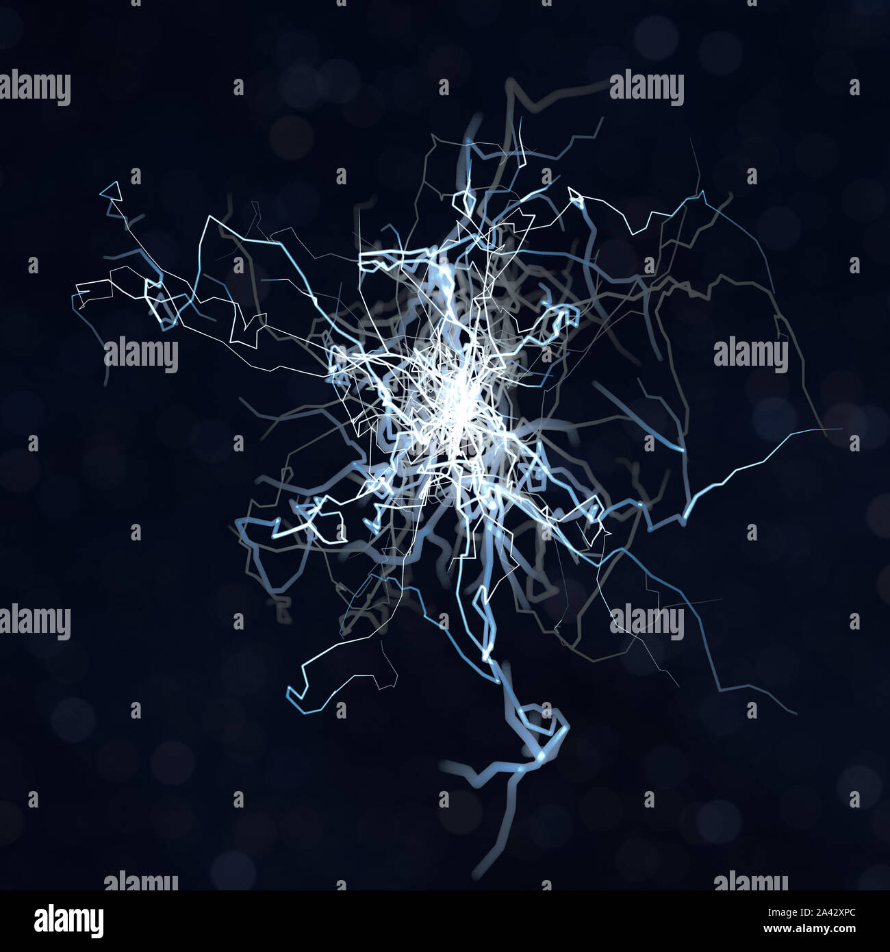 Power electrical energy and lightning spark, 3d rendering. Computer digital drawing Stock Photo