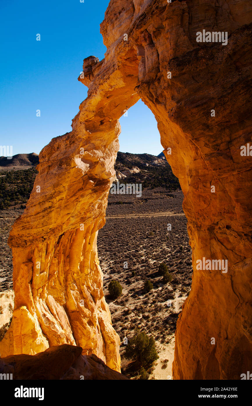 Behind Grosvenor Arch on Cottonwood Canyon Road, Grand Staircase Escalante National Monument, Utah. Stock Photo