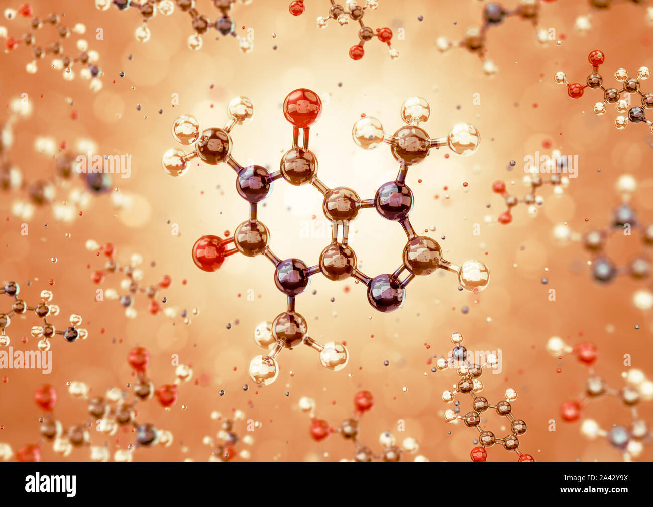 Molecule of Caffeine Stock Photo