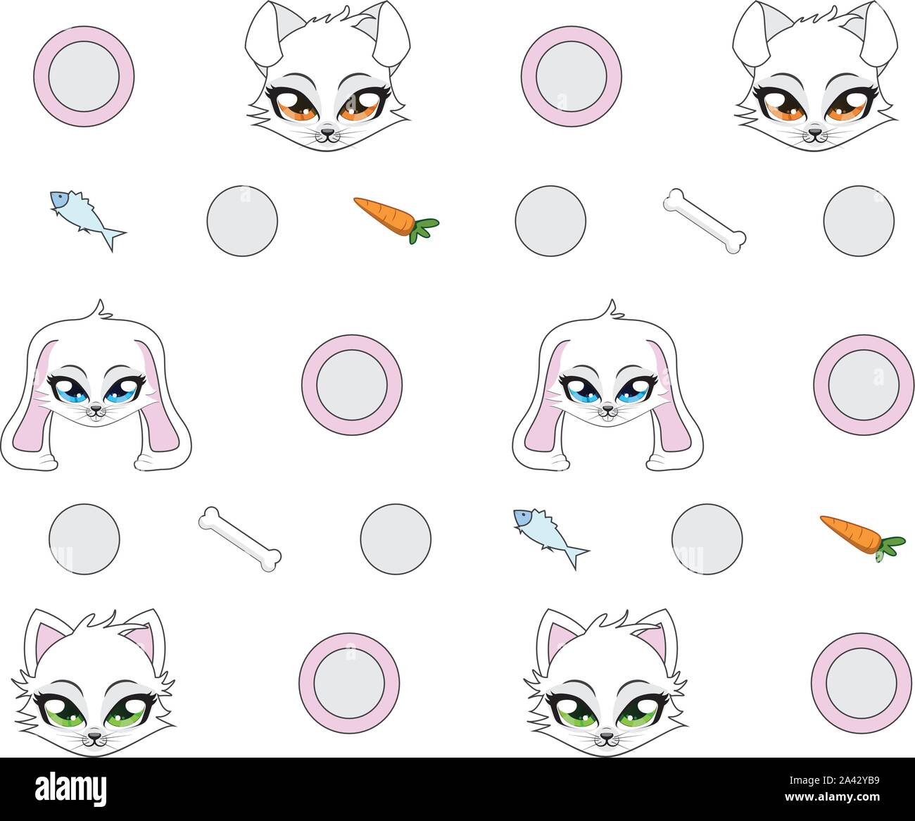 Patterns Cat Or Rabbit Abstract pattern with cute cartoon cat, puppy and bunny Stock Vector ...