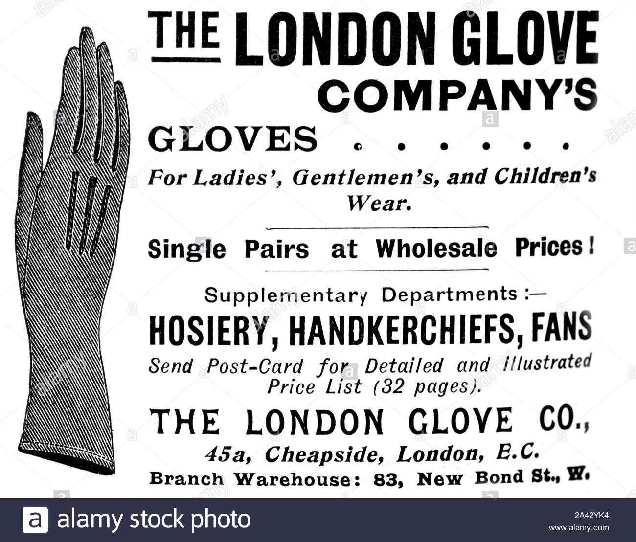 Victorian era, London Glove Company, vintage advertising from 1897 Stock Photo