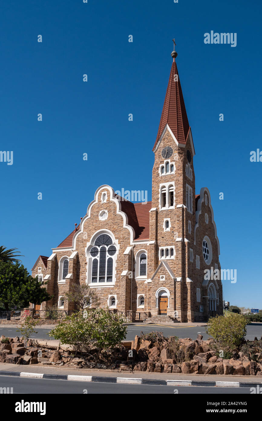 Christ Church, Lutheran Church in Windhoek, Namibia - Protestant, Colonial Style, German Church Stock Photo