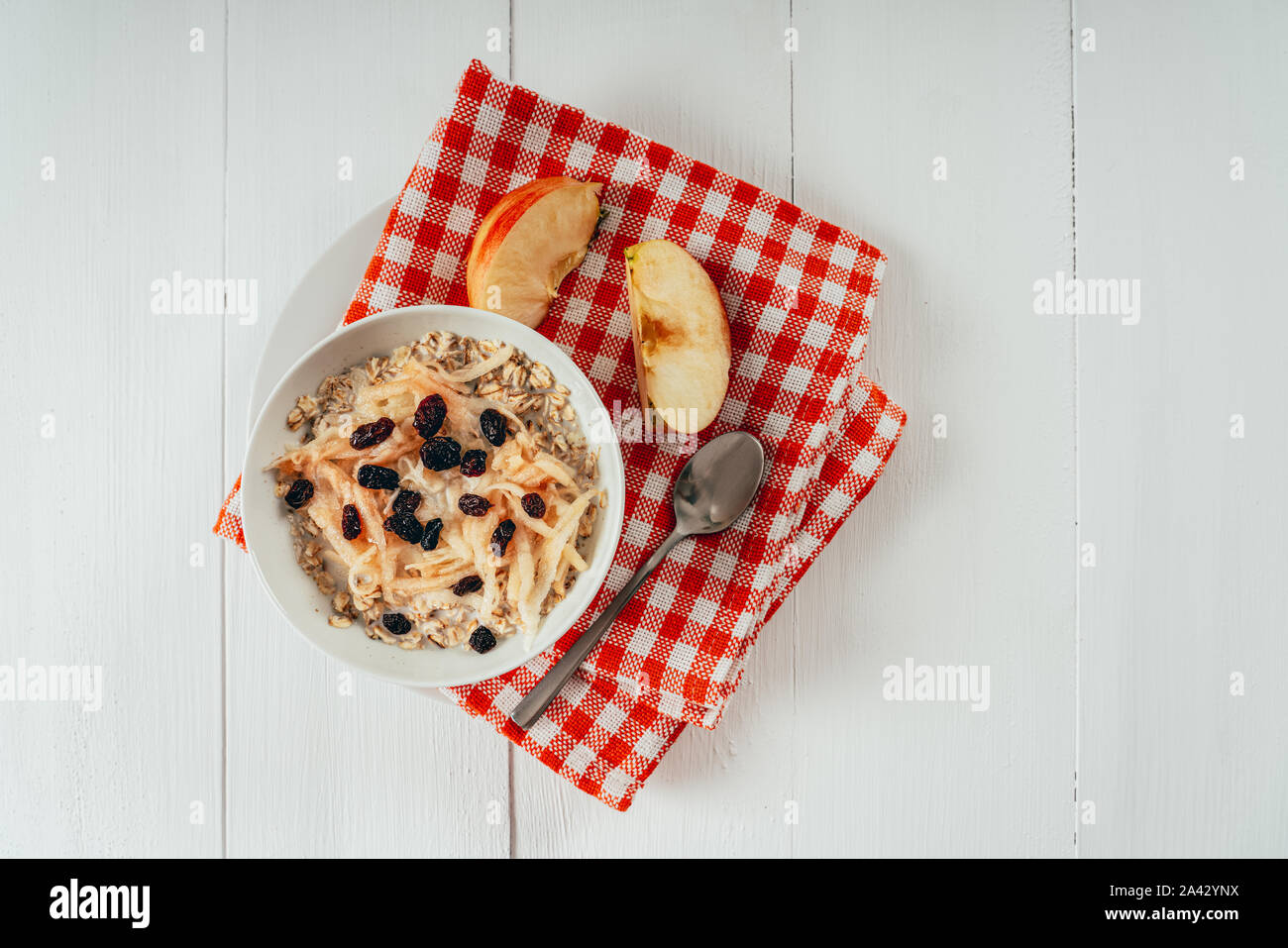 Apple Pie Porridge With Oats Stock Photo - Alamy