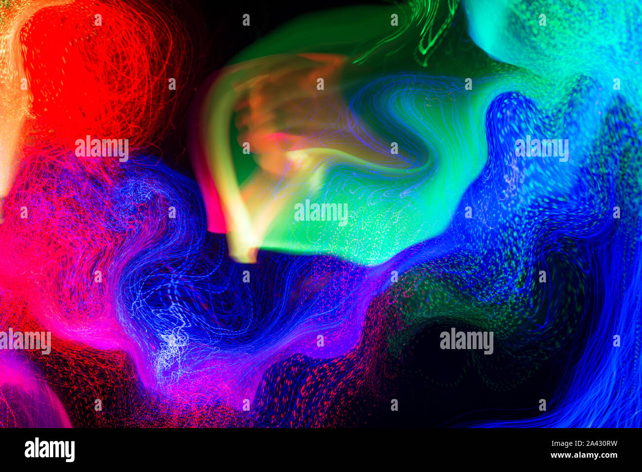 Set of colored lights on black background Stock Photo