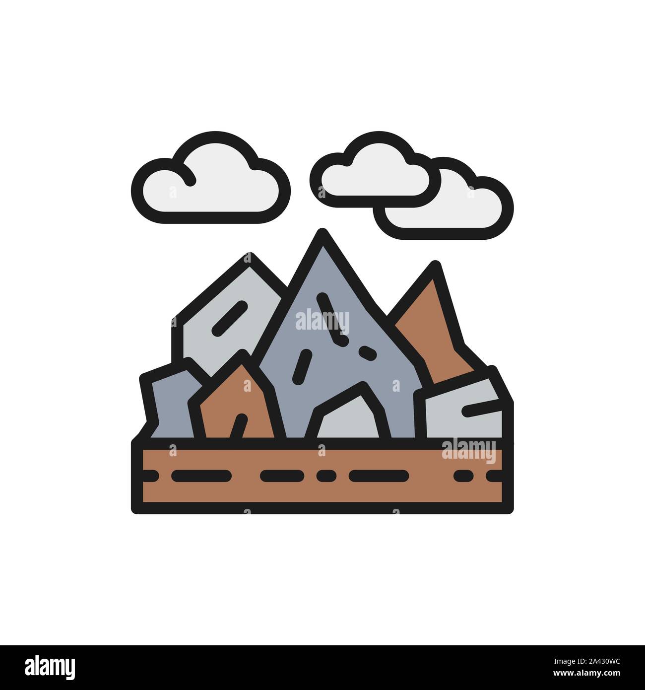 Mountains and rocks landscape flat color line icon Stock Vector Image ...