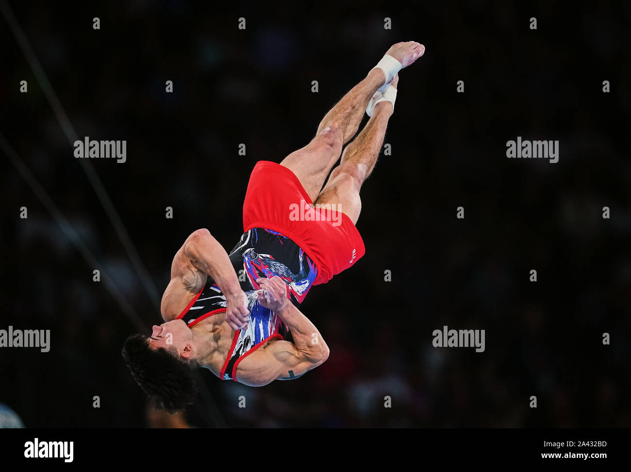 October 11, 2019: Artur Dalaloyan of Russia competing in floor exercise for  men during the 49th FIG Artistic Gymnastics World Championships at the  Hanns Martin Schleyer Halle in Stuttgart, Germany. Ulrik Pedersen/CSM