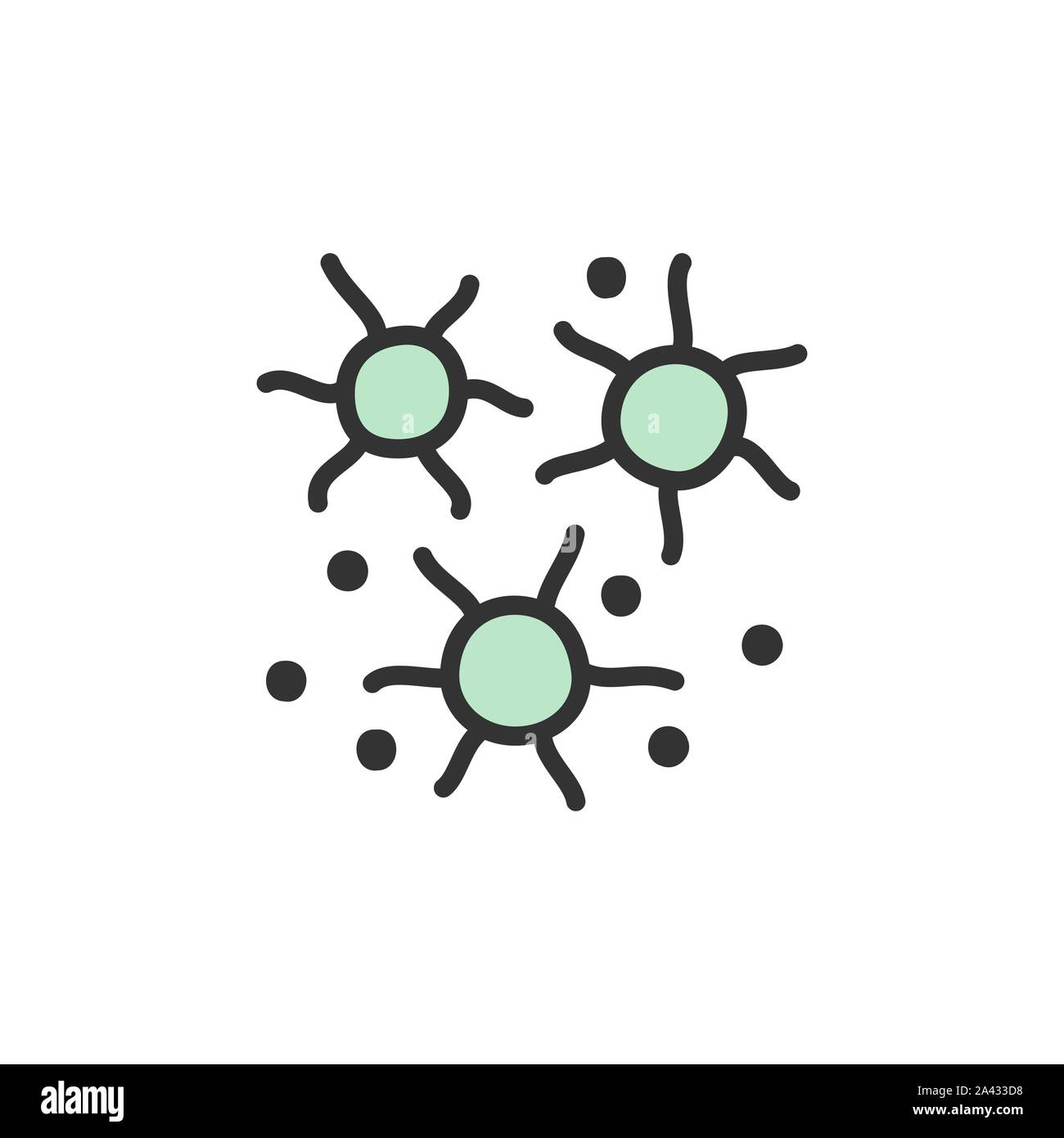 Vector microbes, bacteria, viruses flat color line icon. Stock Vector