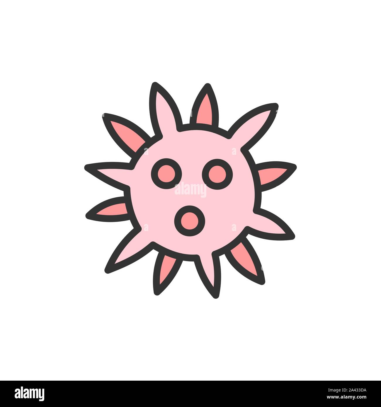Vector virus, bacteria flat color line icon. Stock Vector