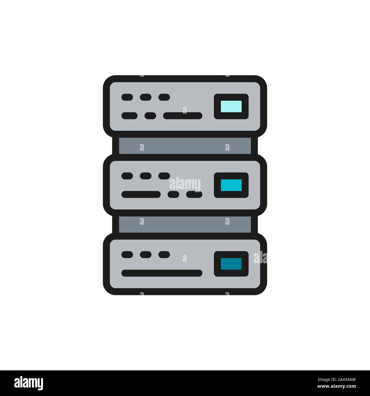 Network hosting, server and technology flat color line icon. Stock Vector