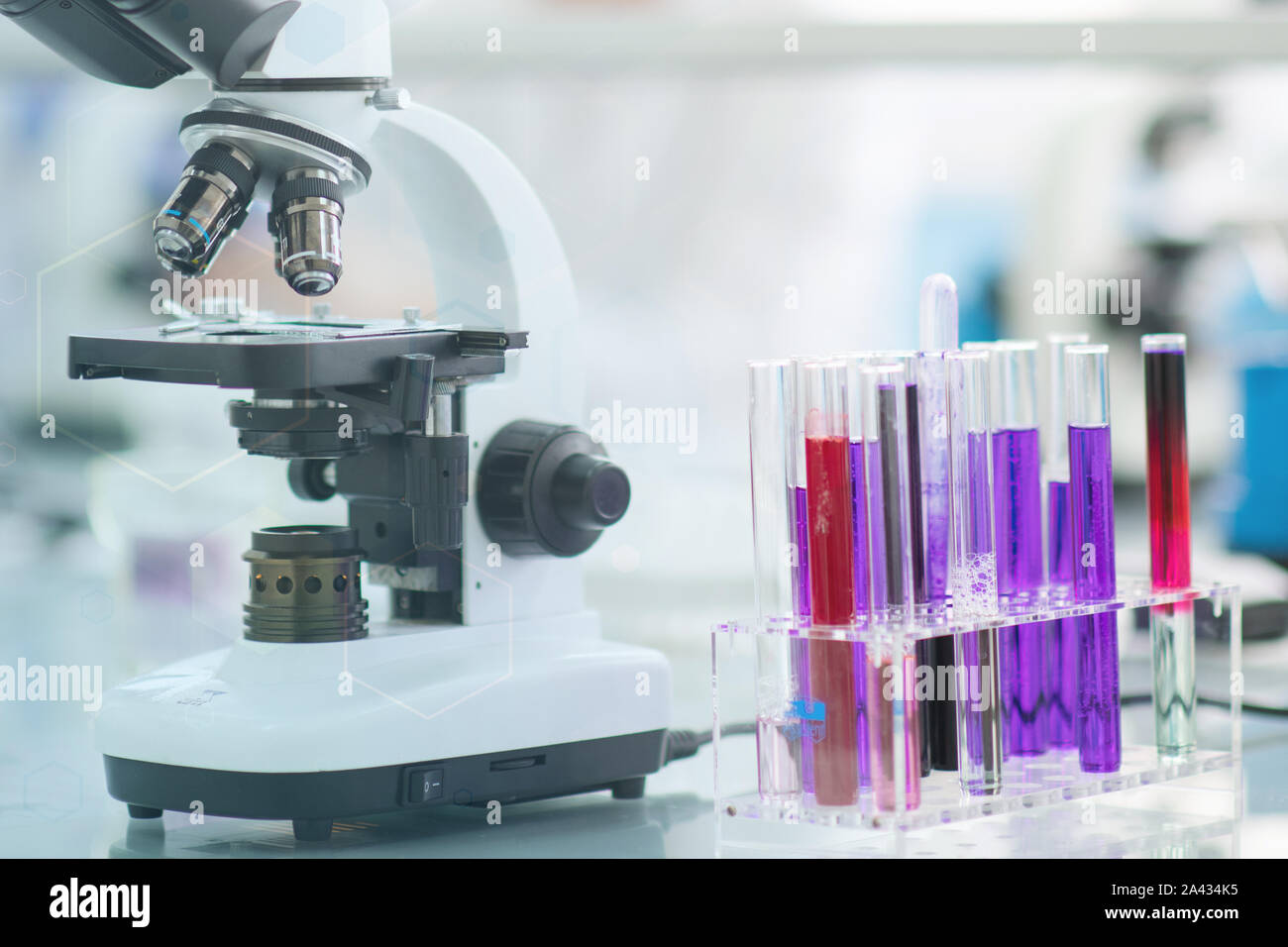 Microbiological pipette in the genetic laboratory. Science laboratory ...