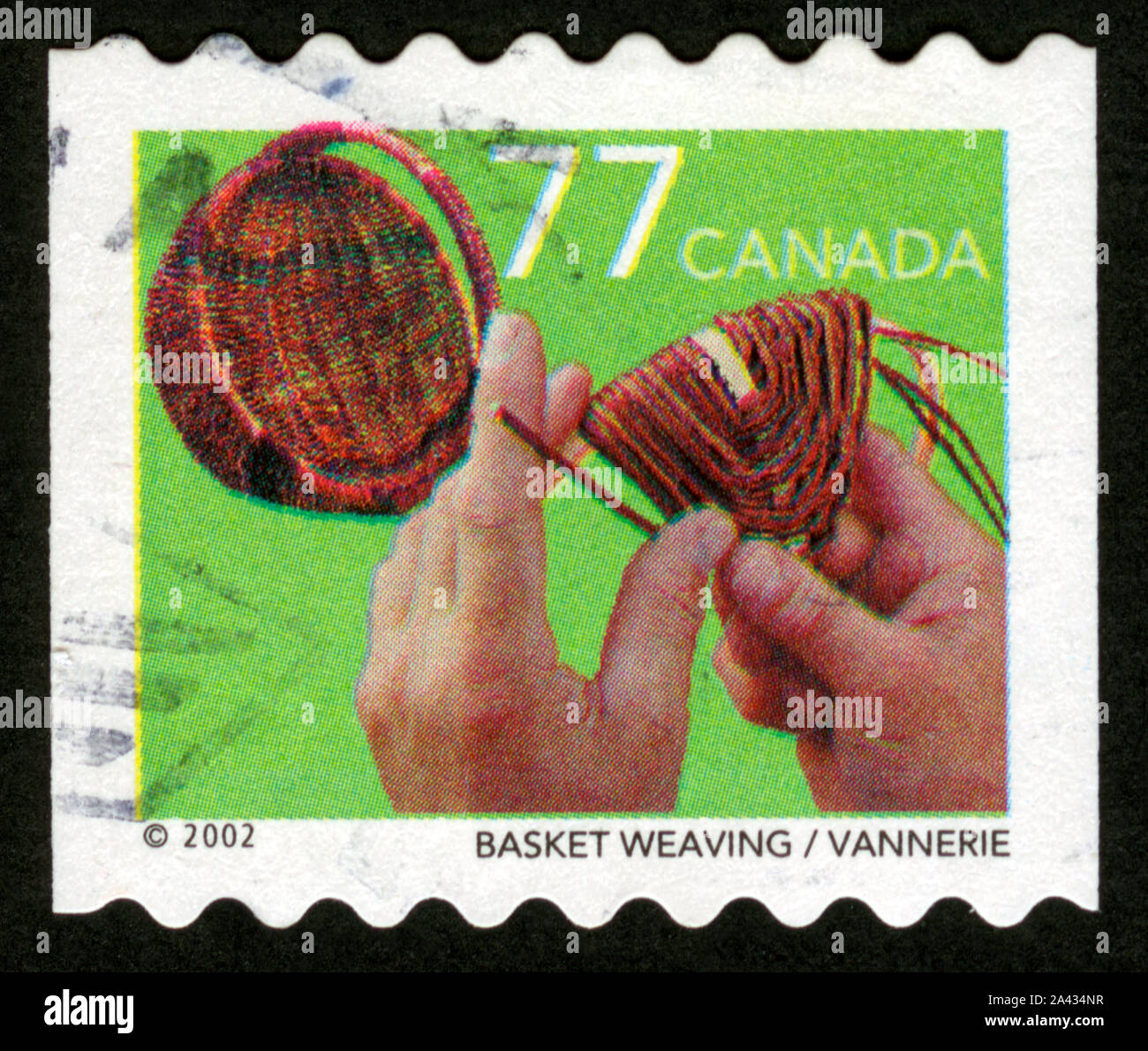 Stamp print in Canada,2002, Basket weaving,Vannerie Stock Photo Alamy