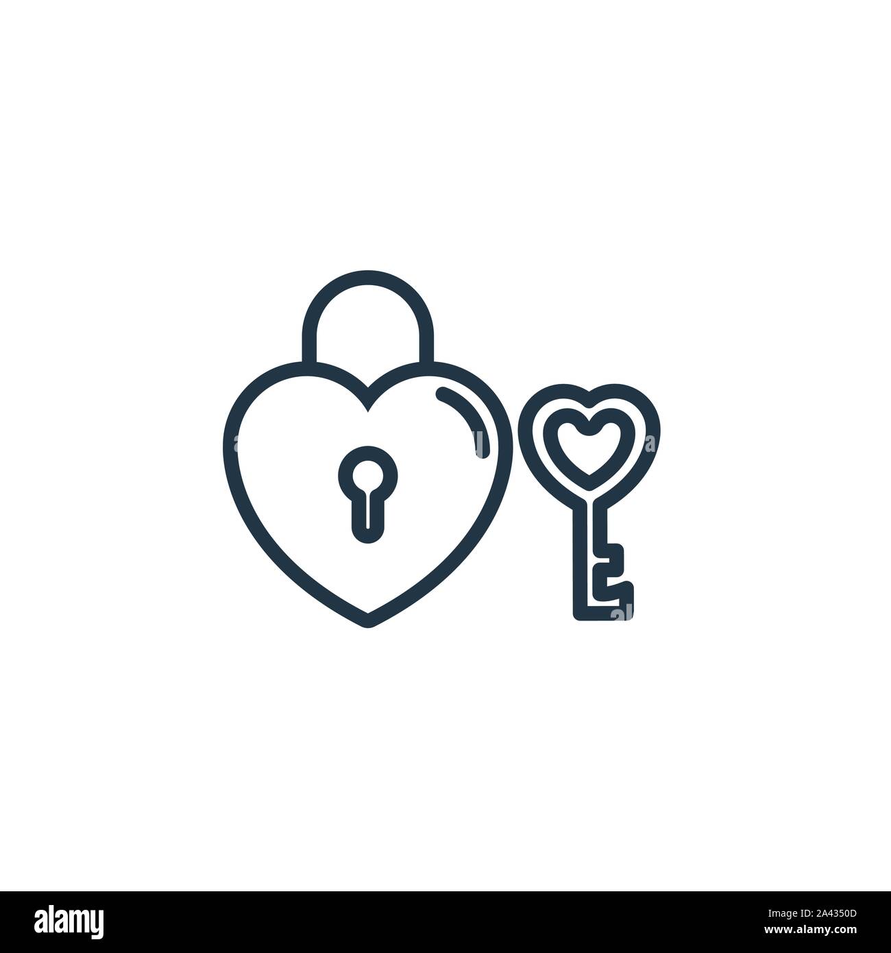 Love Lock and Key Line Art Icons Stock Vector - Illustration of