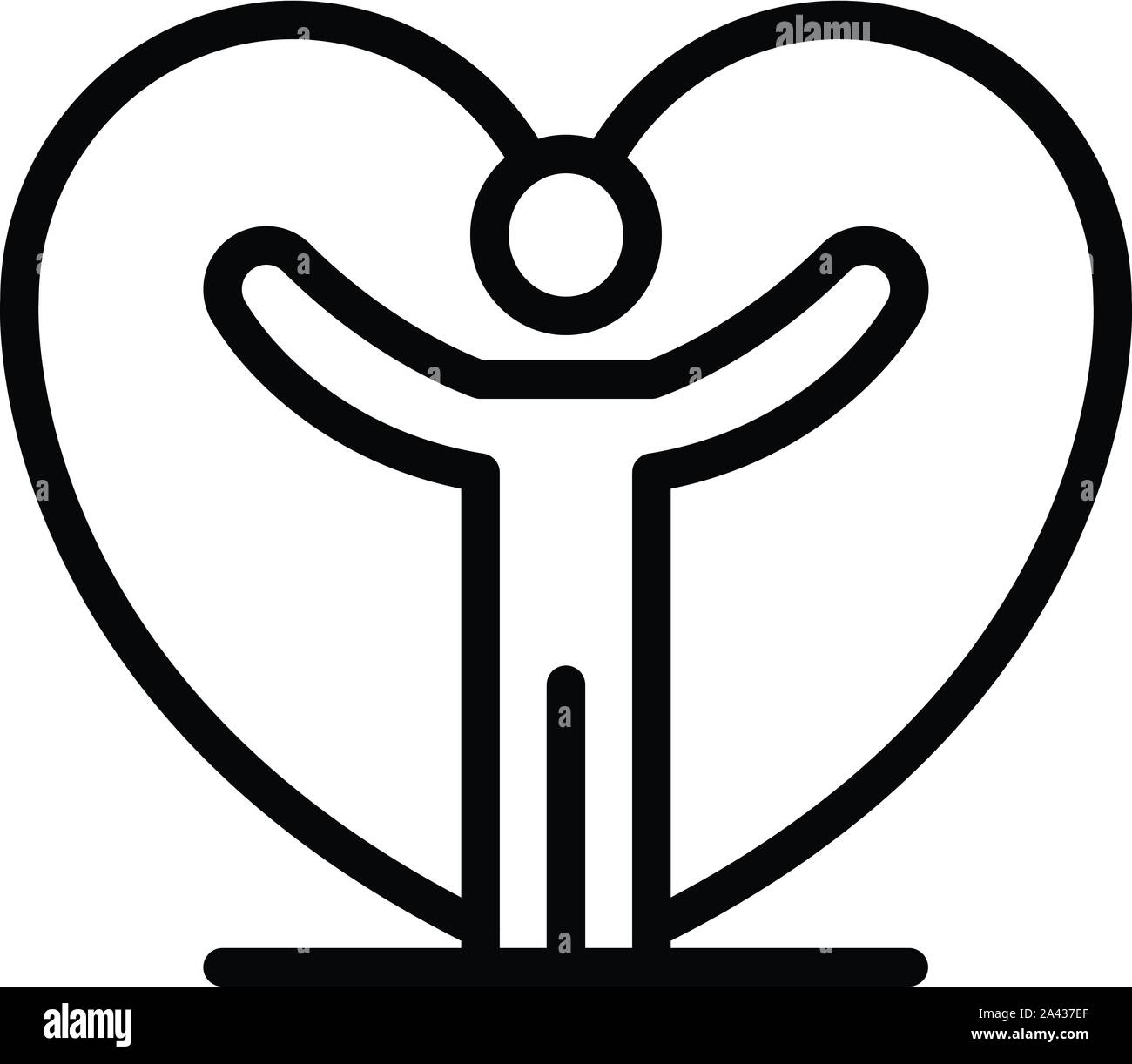 Man keep bonus heart icon, outline style Stock Vector